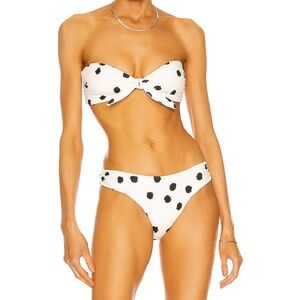 - $115 Jonathan Simkhai White / Black Jules Polka Dot Bikini Top Swimwear NWT